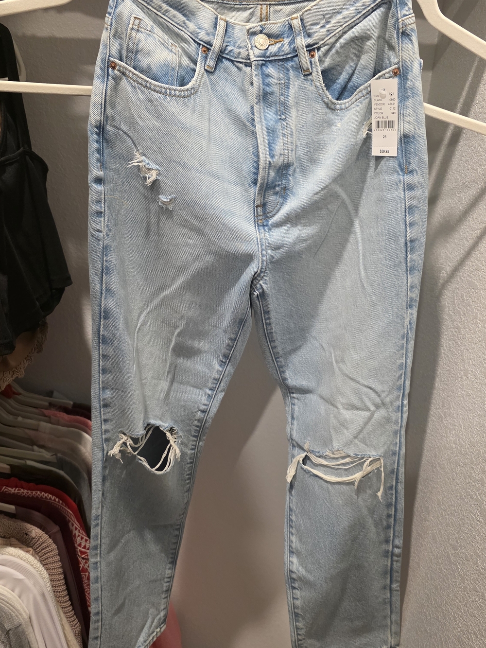 PacSun Light Blue Slim Straight Distressed Dad Jeans